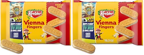 Keebler Vienna Fingers, Sandwich Cookies with Crème Filling, Family Size 16.3 oz (Pack of 2)