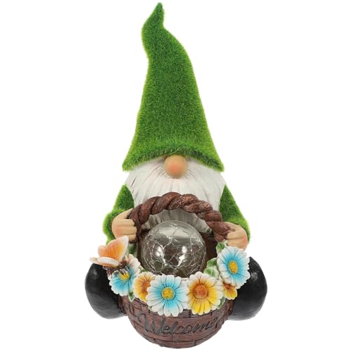 Lampe solaire décorative de gnome résine verte éclairage extérieur - 2