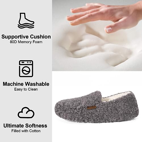 LongBay Women's Fuzzy Memory Foam Slippers Warm Cozy Shearling House Slippers for Ladies Supportive Slip on Indoor Home Shoes3