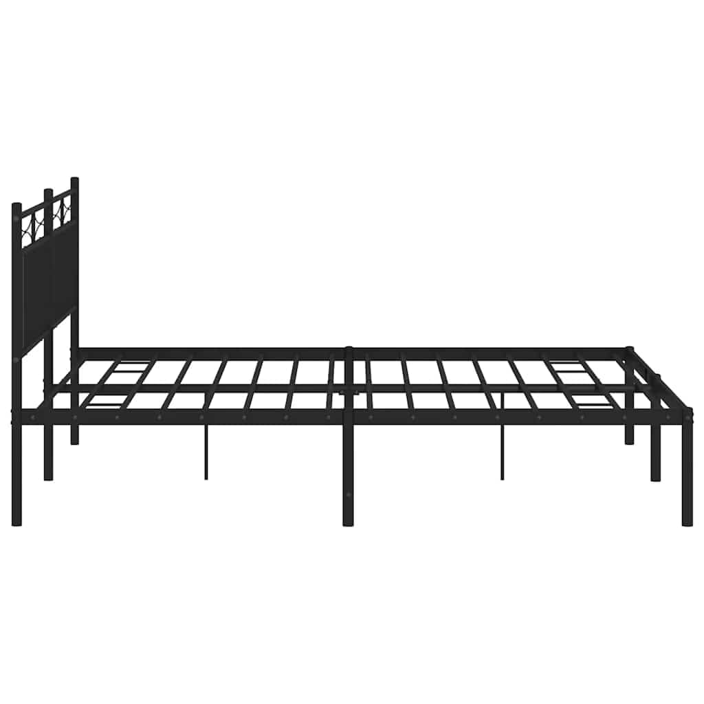 Giroletto con Testiera in Metallo Nero 150x200 cm Letto Singolo con Contenitore Matrimoniale con Imbottita Struttura in Nero con con Testiera 150x200 Singolo Matrimoniale in Letto con Contenitore