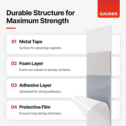 Gauder Self-Adhesive Metal Tape | Thin Metal Strips For Magnets, Tonies® Figures & Shelves | Ferrous Tape (10 Ft) #TOP2