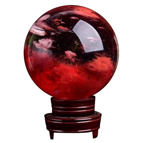 Sphère en quartz rouge 15cm avec socle pour décoration Feng Shui de maison
