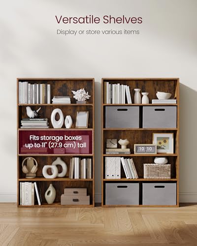image for VASAGLE Bookshelf, 30 Inches Wide, 5-Tier Open Bookcase with Adjustabl