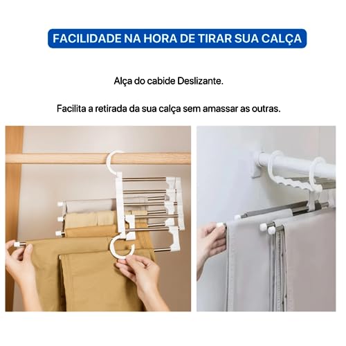 Kit 2 Cabides De Calça Dobrável Multifuncional