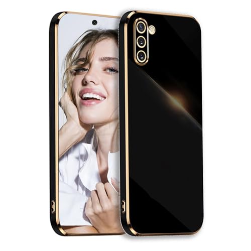 POUHYE Handyhülle für Samsung Galaxy Note 10 Hülle Original, Mädchen Galvanisierte Kameraschutz Weich TPU Silikon Schutzhülle Ultra Dünn Hülle Stoßfeste Hülle für Samsung Galaxy Note 10 Schwarz