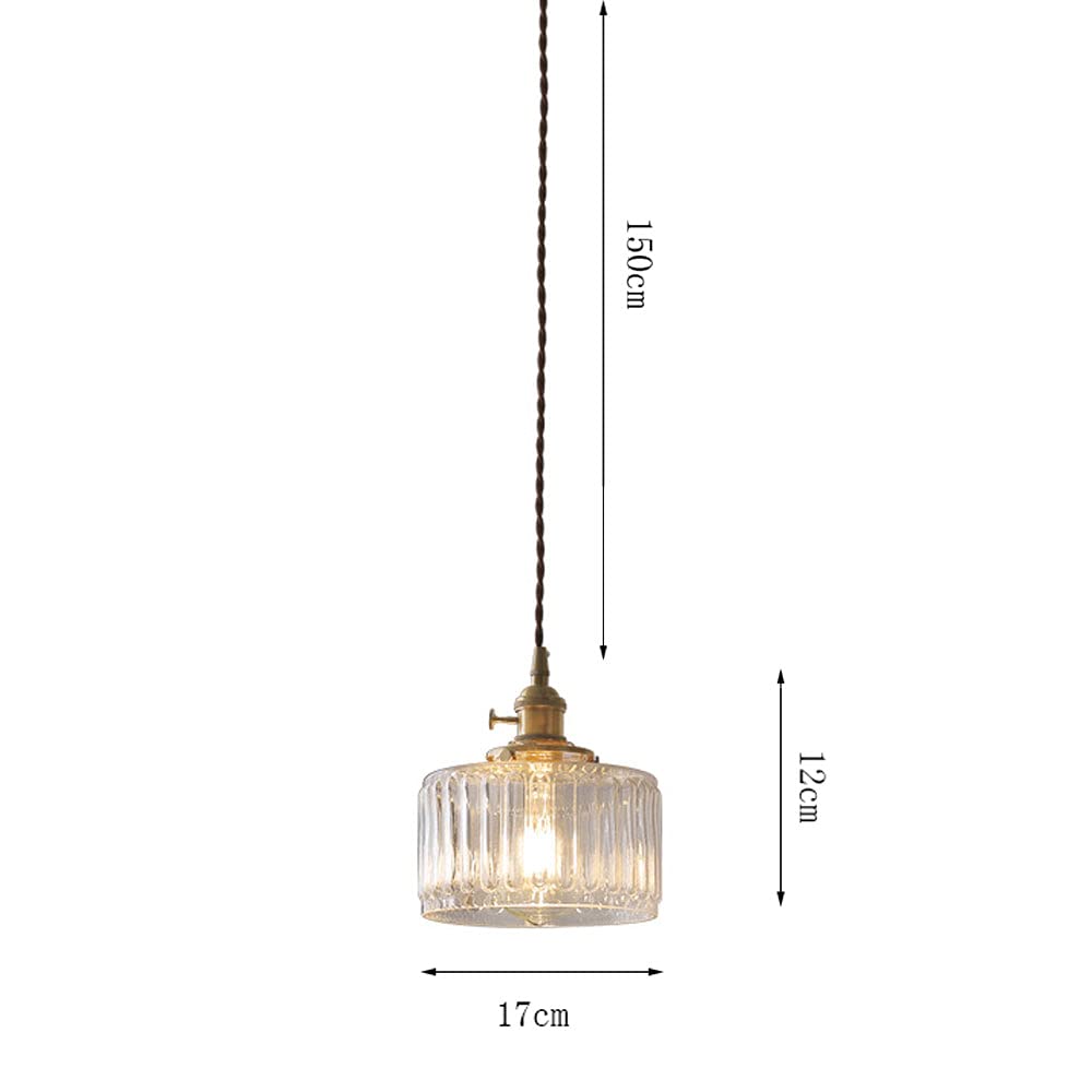 Luz, Luces LED Estilo japonés Retro colgante lámpara de iluminación soporte de lámpara de latón pantalla de vidrio cabeza Simple E27 Base colgante utilizado para pasillo de Noche b