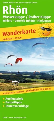 Publicpress Wanderkarte Rhön, Wasserkuppe / Rother Kuppe, Hilders – Gersfeld (Rhön) – Fladungen 1:25.000: Wanderkarte mit Ausflugszielen, Einkehr- & ... GPS-genau. 1:25000 (Wanderkarte: WK)