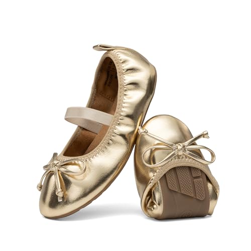 DREAM PAIRS Little Girls Toddler Ballet Flats Dress Shoes Mary Janes Shoes Size 9 Toddler Gold SKFA26003K