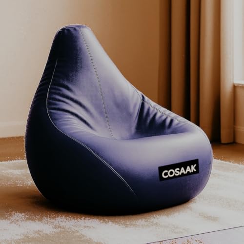 Image of XXL Teardrop Leatherette Bean Bag Chair Cover Without Beans, Livingroom, Bedroom, Garden, use for Indoor Gaming and Reading Chair, (Navy, XXL, Solid)