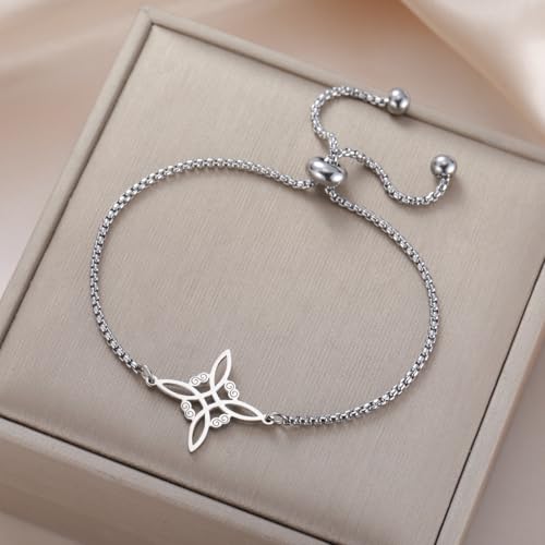 TEAMER Witches Knot Bracelet Stainless Steel Adjustable Celtic Knot Box Chain Bracelet Amulet Vintage Jewelry for Women3