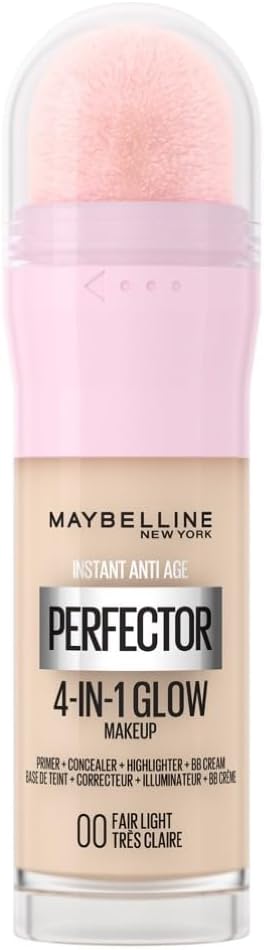 Maybelline New York Instant Anti Age Rewind Perfector, 4-In-1 Glow Primer, Concealer, Highlighter, Self-Adjusting Shades, Evens Skin Tone with a Glow Finish, Shade: 00 Fair Light