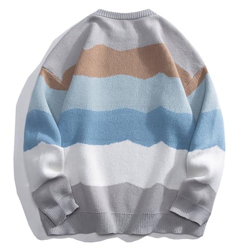 Cambkatl Men's Colorblock Crewneck Pullover Sweaters, Loose Fit Casual Long Sleeve Fashion Knitted Streetwear Tops3