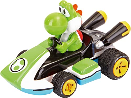 Image of Carrera Pull & Speed 15818406 Official Licensed Kids Mario Kart Toy Car Pull Back Vehicle for Ages 3 and Up - Yoshi