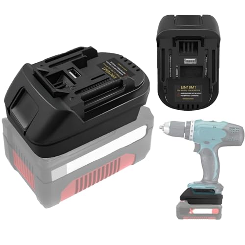 EIN18MT Akku Adapter für Einhell auf Makita Werkzeug TEPULAS USB Ladeadapter Konverter für Einhell 18V PXC Akku für Makita 18V Elektrowerkzeuge(Keine Batterie)