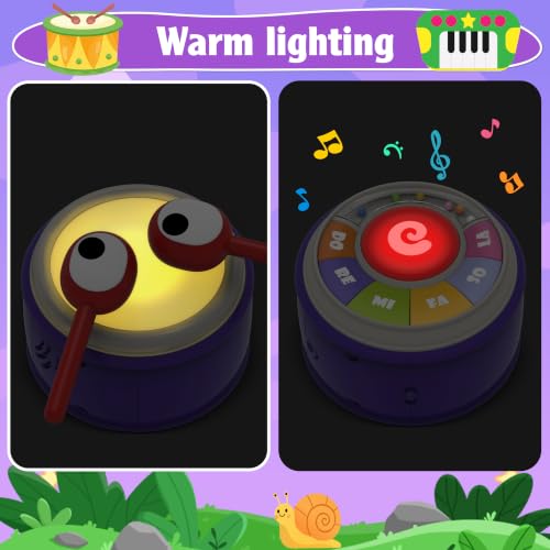 Ciesa 3 in 1 Musical Toddler Toys for 1-3 Year Old, Pull Along Snail Toy with Baby Piano and Light Up Drum Set, Early Learning Developmental Toys, Sensory Baby Toys and Birthday Gifts for Toddlers - image 5