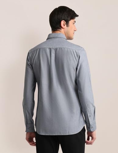 Image of U.S. Polo ASSN. Men's Solid Spread Collar Premium Cotton Oxford Tailored Fit Shirt