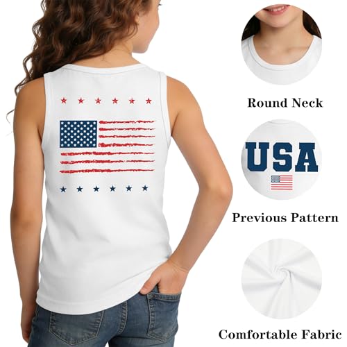 Image of Ithalt Girls 4th of July Tank Top for Kids Boys USA Patriotic Shirt American Flag Tshirt Red White and Blue Sleeveless