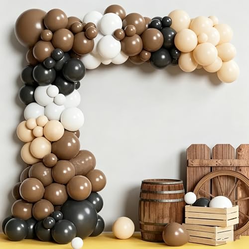 Image of Brown Balloons, 60pcs 12In Neutral Balloon Set, Dark Brown and Sand White Balloons, Tan Cocoa Coffee Beige Nude Latex Balloon for Neutral Baby Shower Birthday Bridal Shower