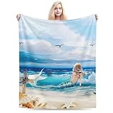 HIZUWKY Mermaid Throw Blanket Super Warm Soft Plush Lightweight Flannel Blanket Winter Couch Bedding Blankets Gifts for Girls Boys Women Adults 60' x 50'