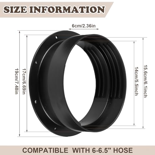 Image of 1 Portable AC Wall Vent Connector, 6 and 6.5 Inches, Black