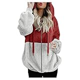 KostüM Erwachsene Brautjacke Winter KüRbiskostüM Spiderman KostüM Damen Raiders Jacke Extrem Warme Winterjacke Damen Parka Jacke Damen Schwarzer Teddy Mantel Fellweste Damen Steppjacke（Wein-3,M）