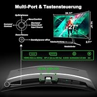 Minifire Gaming Monitor 27 Zoll Curved 200Hz,1920x1080 FHD,Adaptive Sync – Ansicht 9