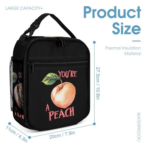 You're A Peach Travel Backpack Lunch Box Pencil Case 3Pcs Set for Men Women Office Outing University4