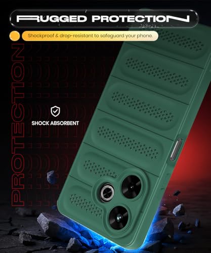 Image of WOW IMAGINE Ultimate Silicone Back Cover Case for Mi Redmi 13 5G | Poco M6 Plus 5G | Heat Dissipation Thin Soft TPU | 360 Camera Protection | Breathable Cooling Holes - Forest Green