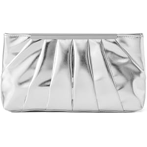 Clutch Purse Dressy Pleated Formal Evening Bag Simple Classy Handbag for Women