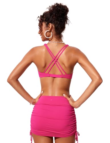 Image of CRZ YOGA Twist Front Bikini Tops | Removable Pads, A-C Cup, V Neck, Criss Cross Back, Swim, Bathing Suit Bra for Women