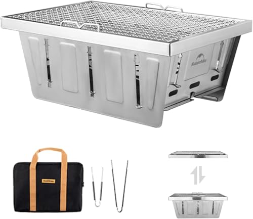 windhike Naturehike Portable Charcoal Grill, Folding Portable BBQ Charcoal Grill Compact Mini Smoker Small BBQ Grill for Garden Backyard Party Picnic Travel Outdoor Cooking Use(Small)