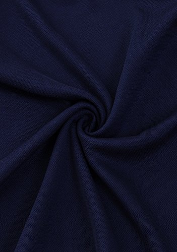 Clovery Golf Wear Moisture Wicking Short Sleeve Zipup Polo Shirt Navy Medium #TOP4