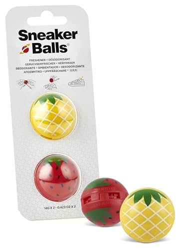 Sneaker Balls Deodorante & Sfere Rinfrescanti, Elimina Odori da Scarpe/Borse Sportive/Armadietti, Diametro 3,8 cm, Rotazione Veloce, 90 Giorni di Freschezza - Ananas/Fragola