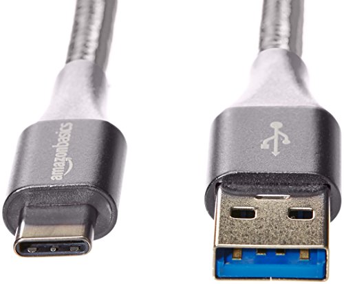 Amazon Basics Cavo di ricarica USB 3.1 Gen 2, da USB-C a USB-A, in nylon a doppia treccia, 0.9 m, grigio scuro - Immagine 1