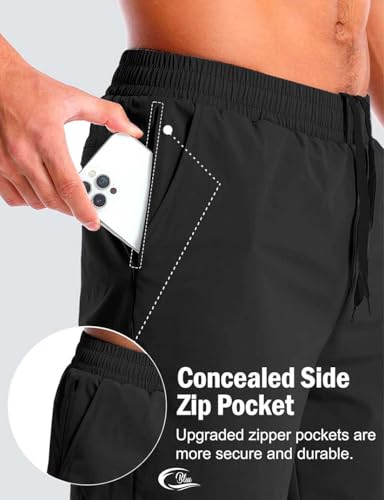 Image of CBlue Men's Outdoor Quick Dry Lightweight Sports Shorts with 2 Zipper Pockets, Breathable Hiking Running Gym Workout Athletic Shorts