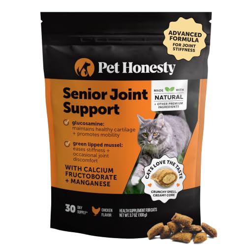 Image of Senior Cat Joint Supplement Crunchy Creamy Hip + Joint for Cats - Ease Mobility Stiffness with Glucosamine Chondroitin, Green Lipped Mussel, Flexibility + Joint Support Chews (30-Day Supply)