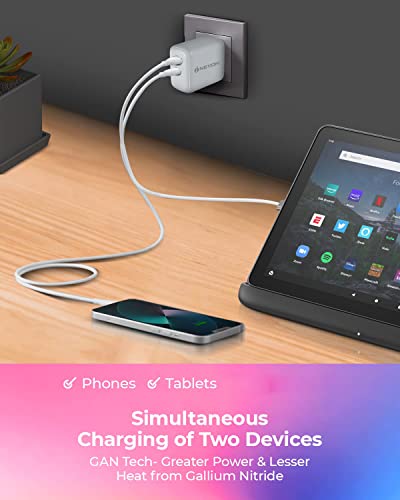 Image of Original PD 90W Dual USB GaN wall Charger For Xiaomi Redmi Note 9 Pro Max, Xiaomi Redmi Note Nine Pro Max 90W PD + SUPERVOOC 65W All-IN-ONE GaN Charger PD GaN 90W PPS Ultra Super Fast Dual Port Type-C | 90 W USB-C GaN Charger, PD 3.0 PPS Fast Type C Adapter | Dash,SuperVOOC, VOOC, Wrap Charge, PPS, Qualcomm Quick Charge 3.0 Protocol | GaN Dual Port Fast Charger 90W for All C Type Mobile Phones and Devices - White, KT1