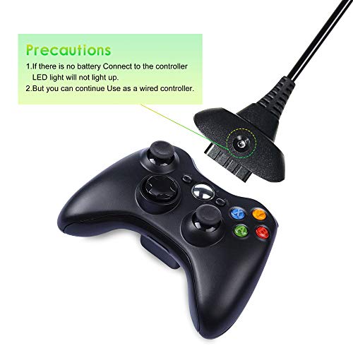 Câble charge manette Xbox 360 sans fil USB 1,8m long noir pack
