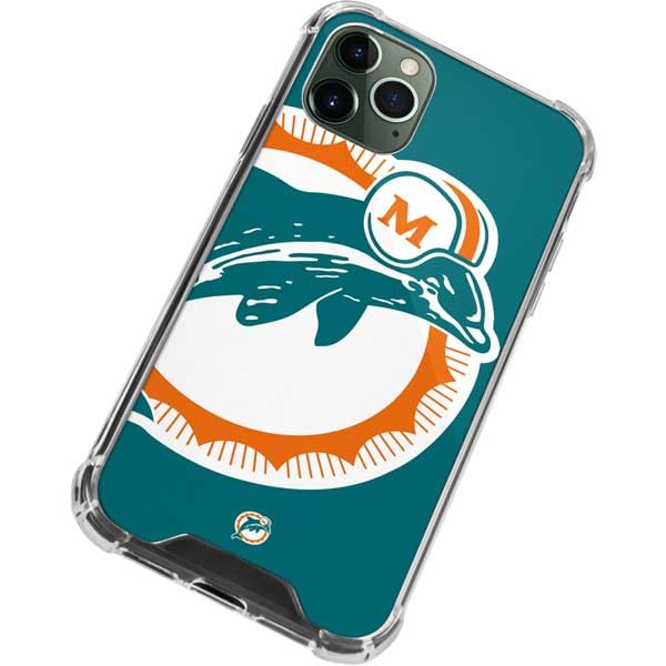 Skinit Clear Phone Case Compatible with iPhone 11 Pro Max - Officially Licensed NFL Miami Dolphins Retro Logo Design