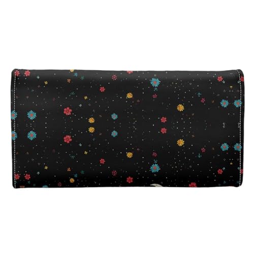 Image of AFPANQZ Large Capacity Women Purse Portable Handbag Purses, Skull Floral Womens Card Purse with Zipper Multifunctional Handbags RFID Blocking Checkbook Wallet