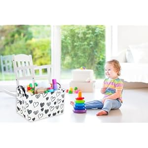 Rectangular Kids BasketHeart Storage Basket OrganizerCute Storage Bin with Handles Kids BasketGirls Room DecorToys BoxBooks Basket Gifts Basket EmptyBlack Heart