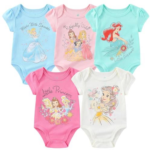 Image of Disney Minnie Mouse Fabulous 5 Pack Girls Bodysuits for Newborns Babys and Infants