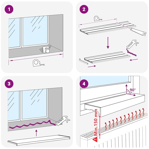 Alféizar de ventana texturizado de PVC resistente de 160 cm de largo 8