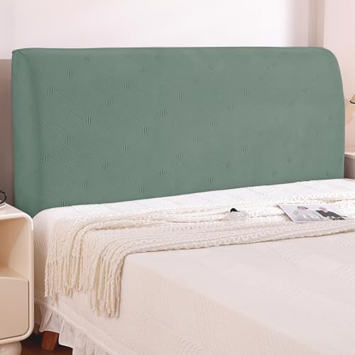 Ystyle Funda Cabecero Cama, Suave Fundas para Cabeceros De Cama Antipolvo, Cubierta De Cabecera Elástico Universales, Funda Protectora De Cabecera Modernas Color SóLido (150cm, Verde Claro)
