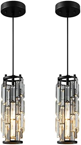 LMQNINE Pendant Lights Modern Black Pendant Light Mini Crystal Chandelier Pendant Lighting for Kitchen Island Dinning Room Bedroom Kitchen Sink Lighting (Black 2-Pack) LMQNINE Pendant Lights Modern Black Pendant Light Mini Crystal Chandelier Pendant Lighting for Kitchen Island Dinning Room Bedroom Kitchen Sink Lighting (Black 2-Pack)