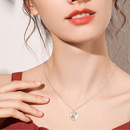 JUSTKIDSTOY Sunflower Locket Necklace You are My Sunshine Necklace 925 Sterling Silver Heart Locket Necklace That Holds Pictures Jewelry Gifts for Women, Wife, Mother - Image 5