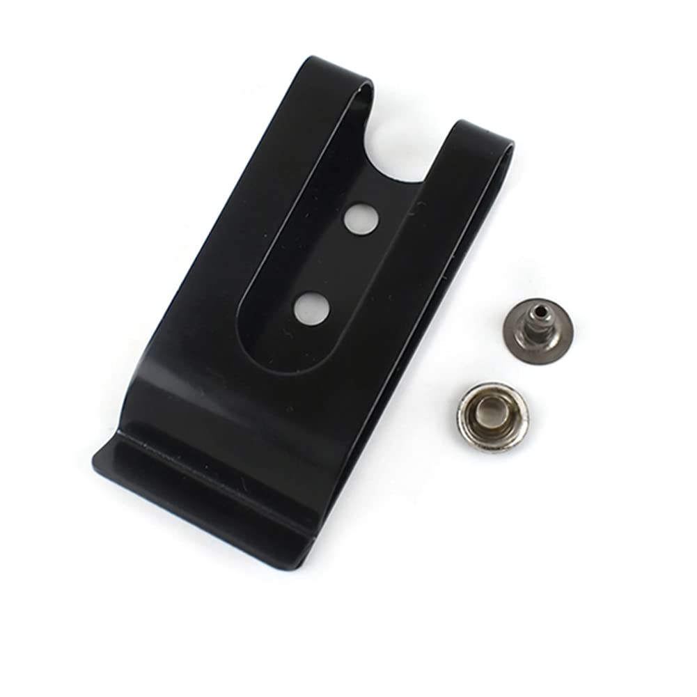 Pavewood Black 10Pcs 56X25mm Double Holes Metal Spring Belt Sheath Clip Clasp Buckles Accessories With 8Mm Cap Studs Screws