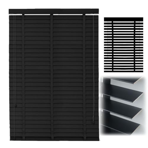 Store Vénitien en Bois Noir,Stores Horizontaux à Lamelles De 50mm,Stores pour Fenêtres W 25/35/50/65/80/90/100/135/160cm Stores intérieurs extérieur