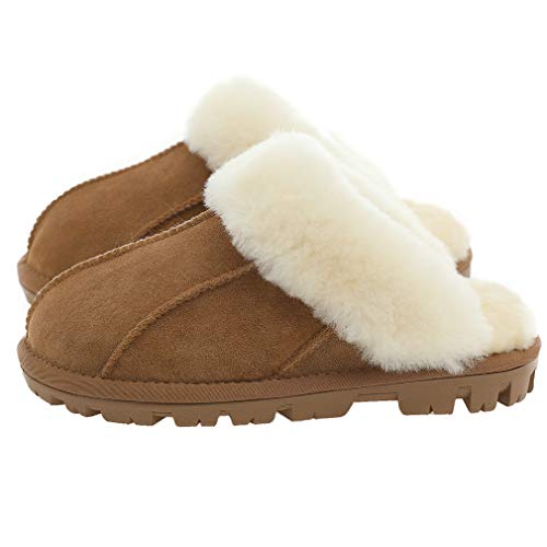 Unisex Sheepskin Wool Fur Leather Women's Slippers hanada Slide