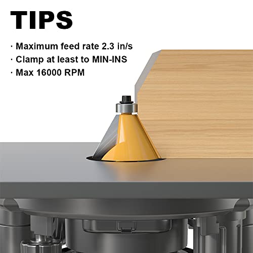 Image of 30 Degree Chamfer Router Bit with 1 Inch Cutting Length,1 /2 Inch Shank Carbide Edge Forming Bevel Router Bit with Bearing, Chamfer Bit Miter Angle Milling Cutters Tool